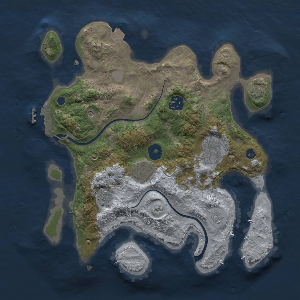 Rust Map: Procedural Map, Size: 3000, Seed: 208133267, 9 Monuments