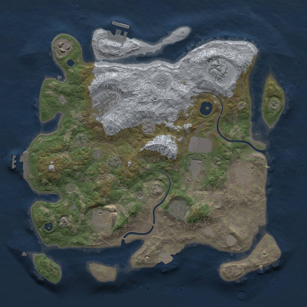 Rust Map: Procedural Map, Size: 3500, Seed: 568549678, 14 Monuments