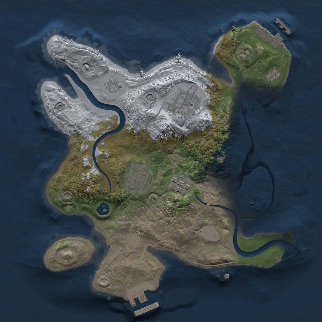 Rust Map: Procedural Map, Size: 2500, Seed: 119878270, 8 Monuments