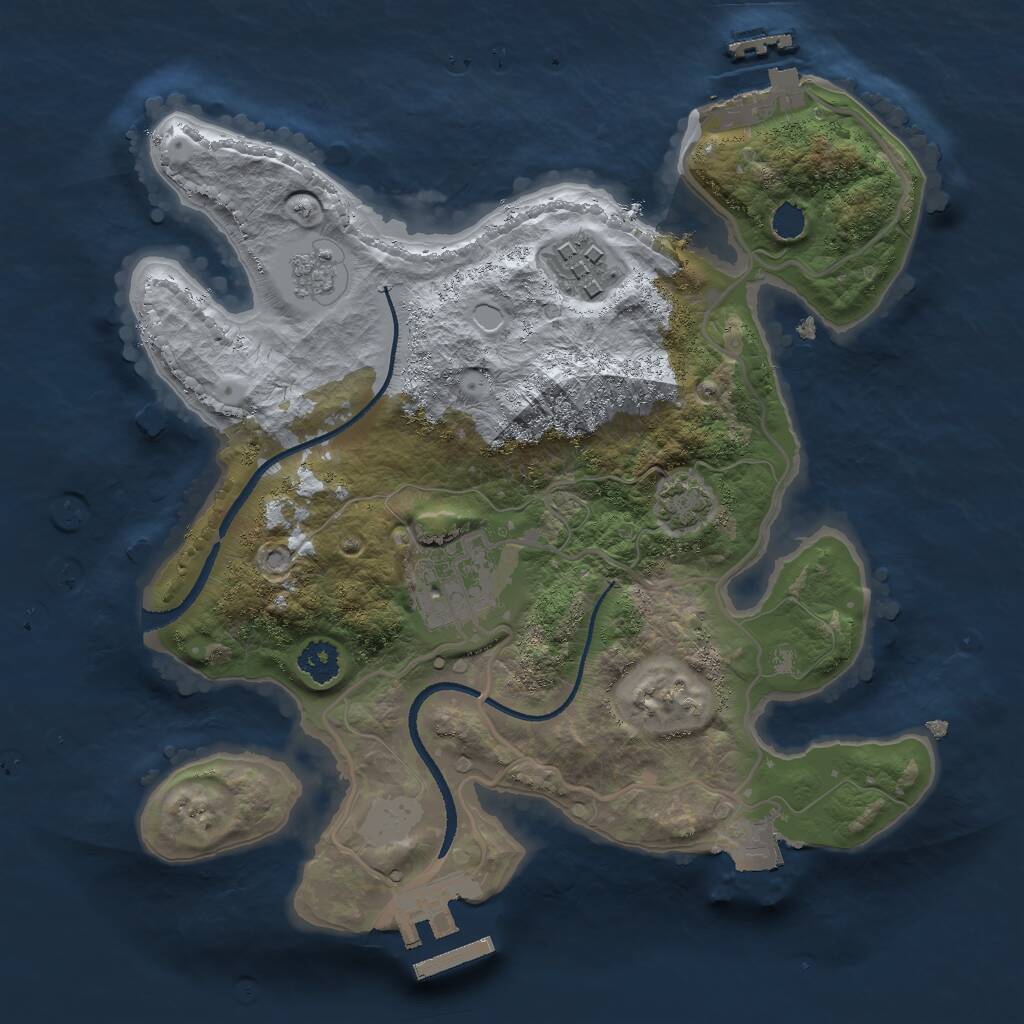 Rust Map: Procedural Map, Size: 2500, Seed: 119878270, 7 Monuments