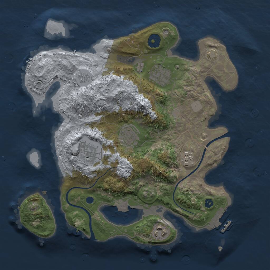 Rust Map: Procedural Map, Size: 3000, Seed: 8174, 9 Monuments