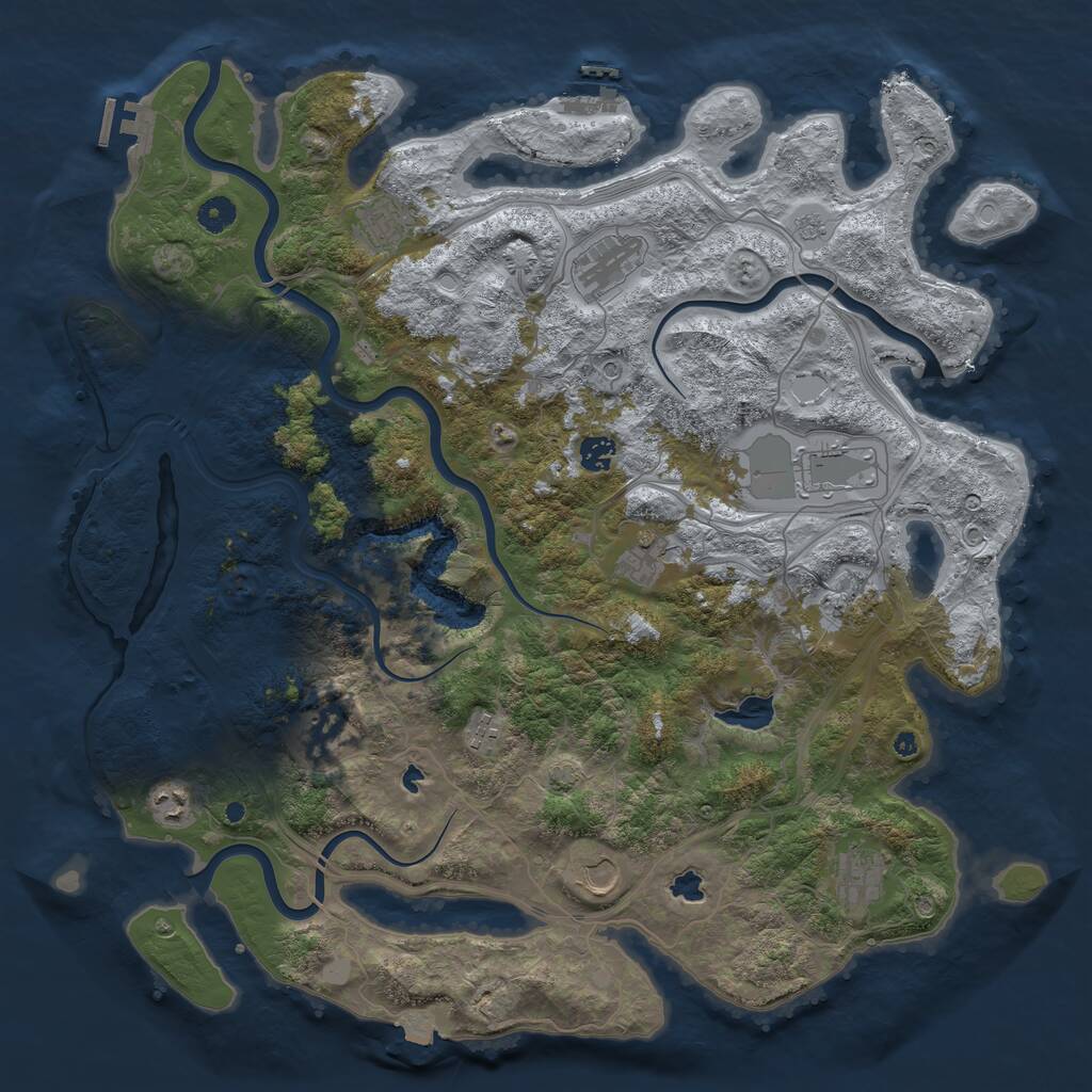 Rust Map: Procedural Map, Size: 4500, Seed: 35025499, 17 Monuments