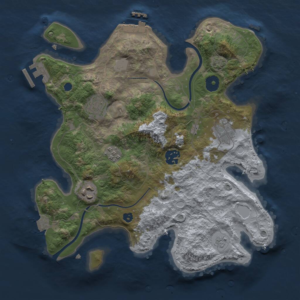 Rust Map: Procedural Map, Size: 3000, Seed: 584946744, 10 Monuments