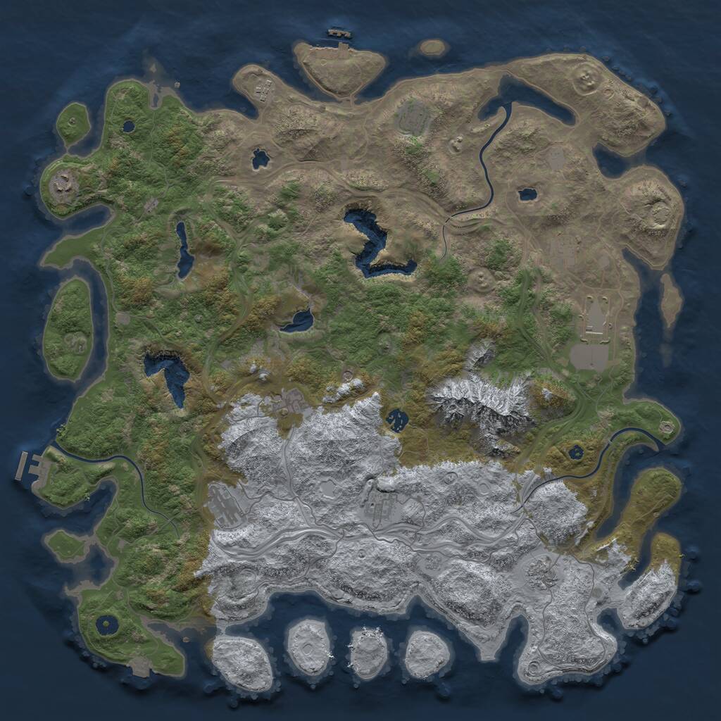 Rust Map: Procedural Map, Size: 5000, Seed: 52978, 16 Monuments