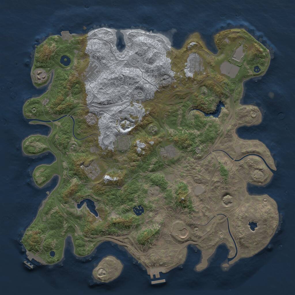 Rust Map: Procedural Map, Size: 4250, Seed: 1086092367, 16 Monuments