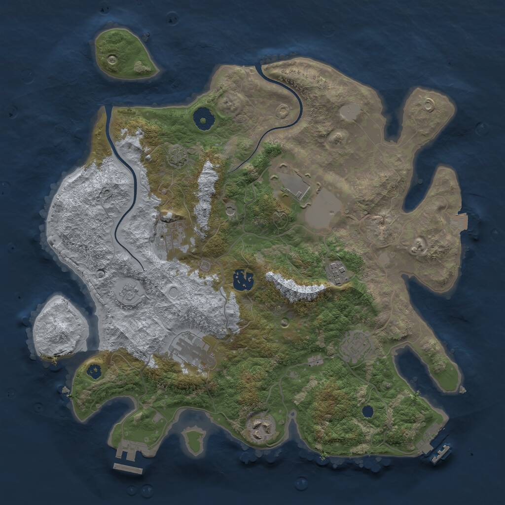 Rust Map: Procedural Map, Size: 3500, Seed: 649864505, 13 Monuments