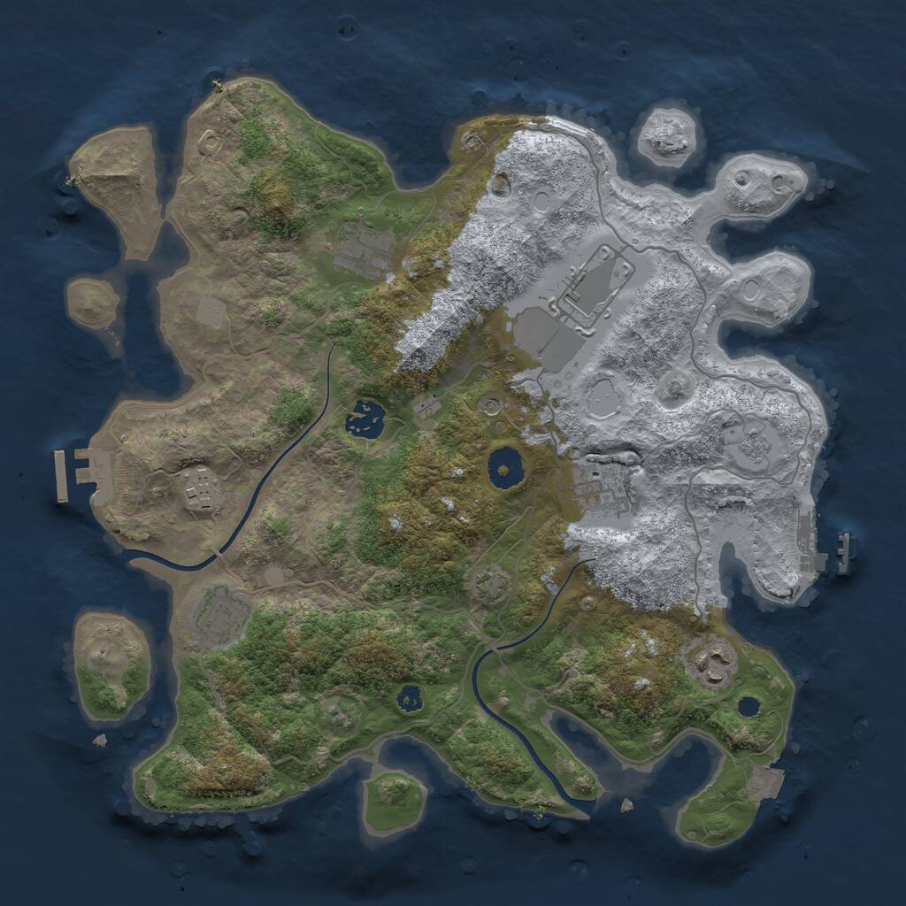 Rust Map: Procedural Map, Size: 3500, Seed: 51234, 13 Monuments