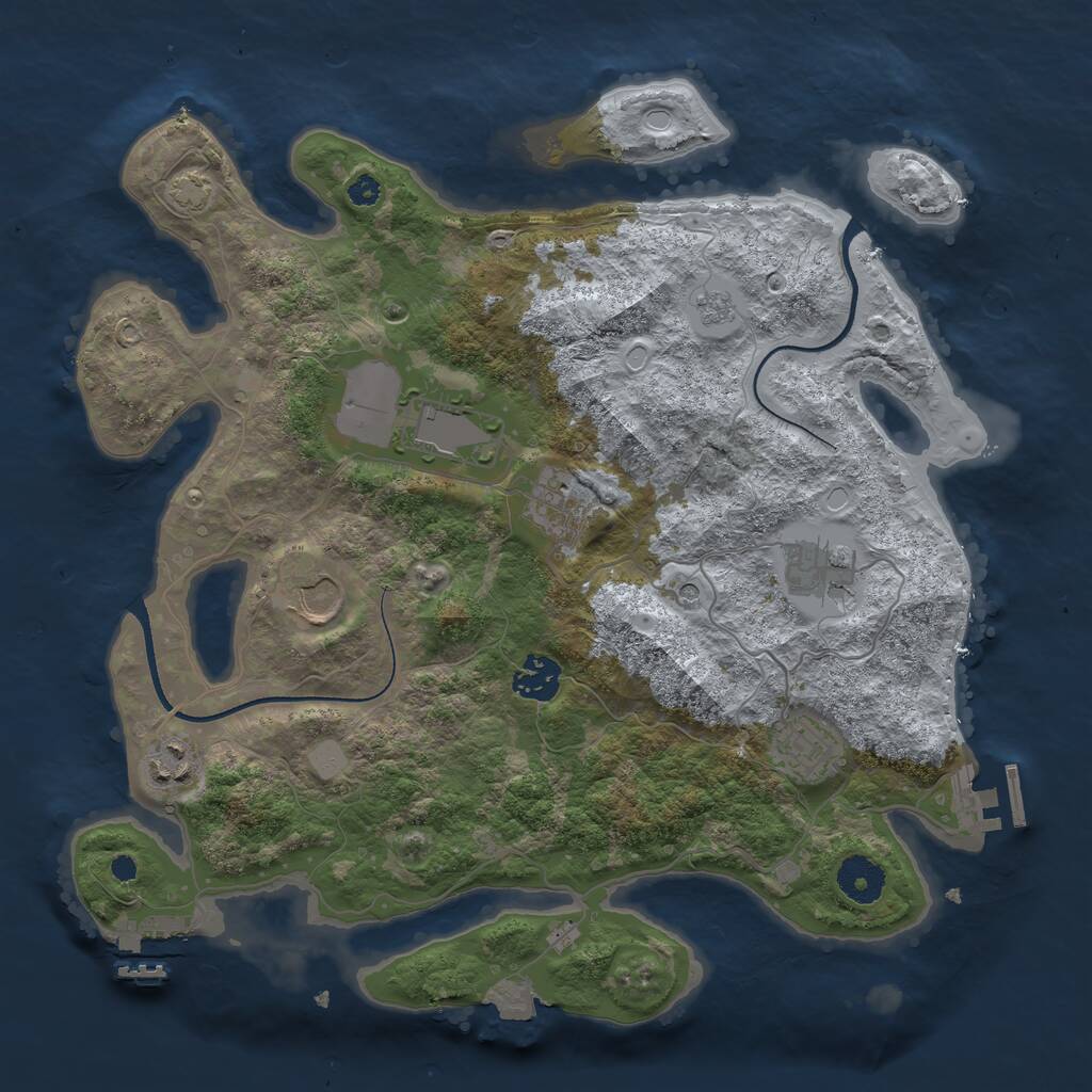 Rust Map: Procedural Map, Size: 3500, Seed: 1966902734, 13 Monuments