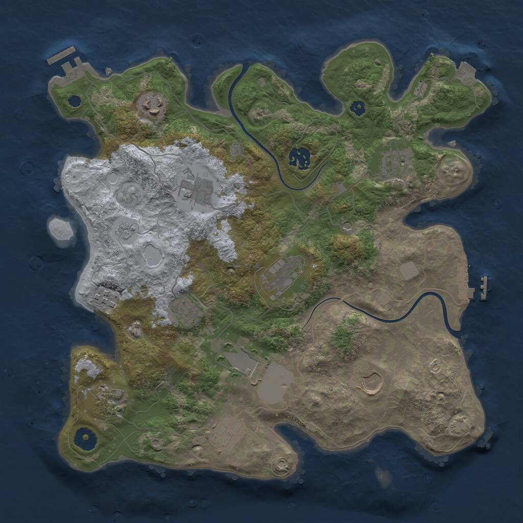 Rust Map: Procedural Map, Size: 3500, Seed: 890731996, 17 Monuments