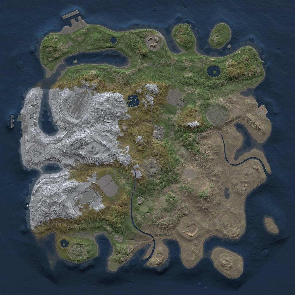 Rust Map: Procedural Map, Size: 3500, Seed: 1830974174, 14 Monuments