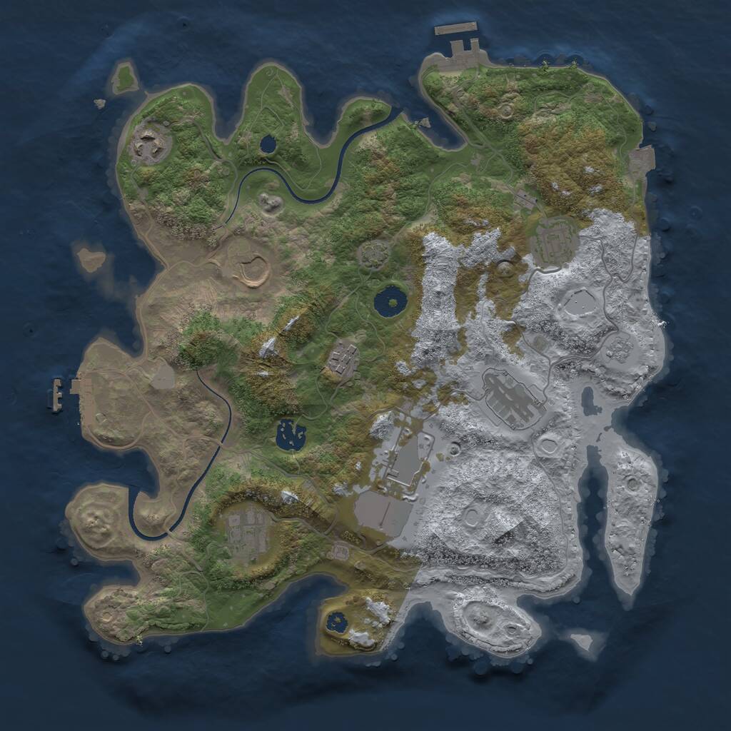 Rust Map: Procedural Map, Size: 3500, Seed: 1921646090, 13 Monuments