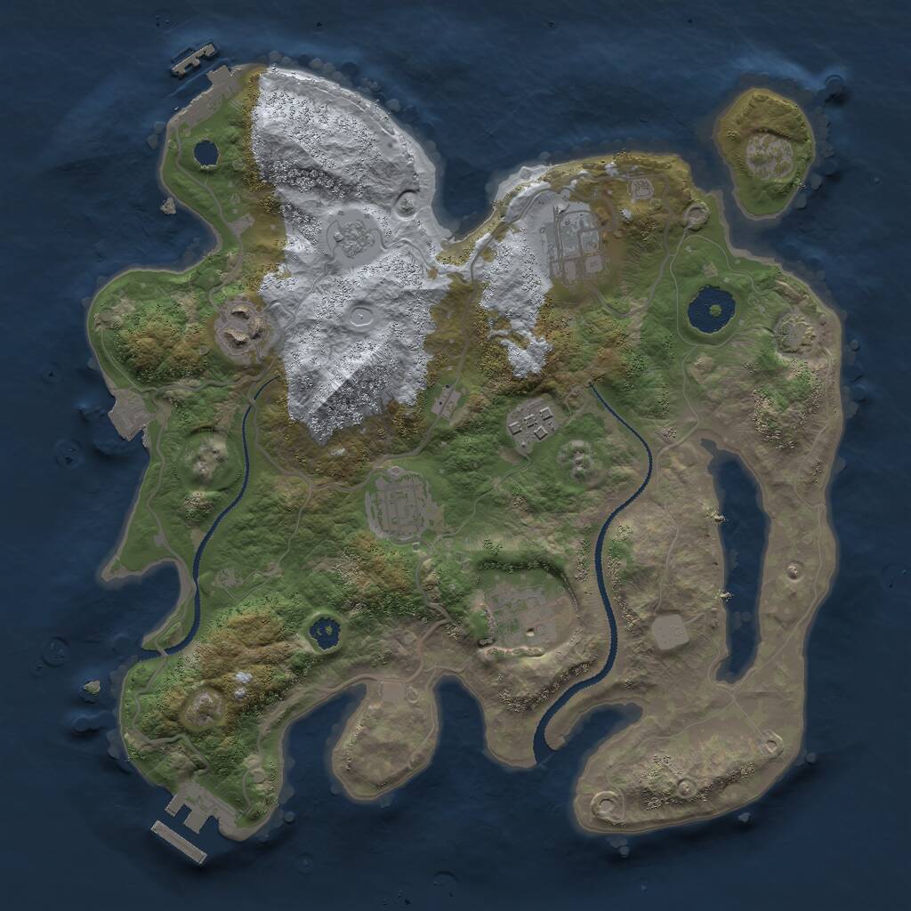 Rust Map: Procedural Map, Size: 3000, Seed: 1417315780, 10 Monuments