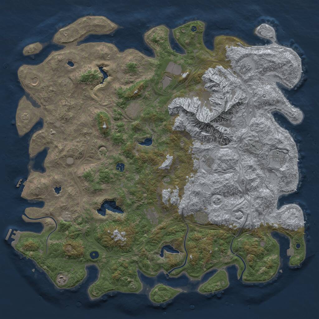 Rust Map: Procedural Map, Size: 5500, Seed: 932409590, 17 Monuments