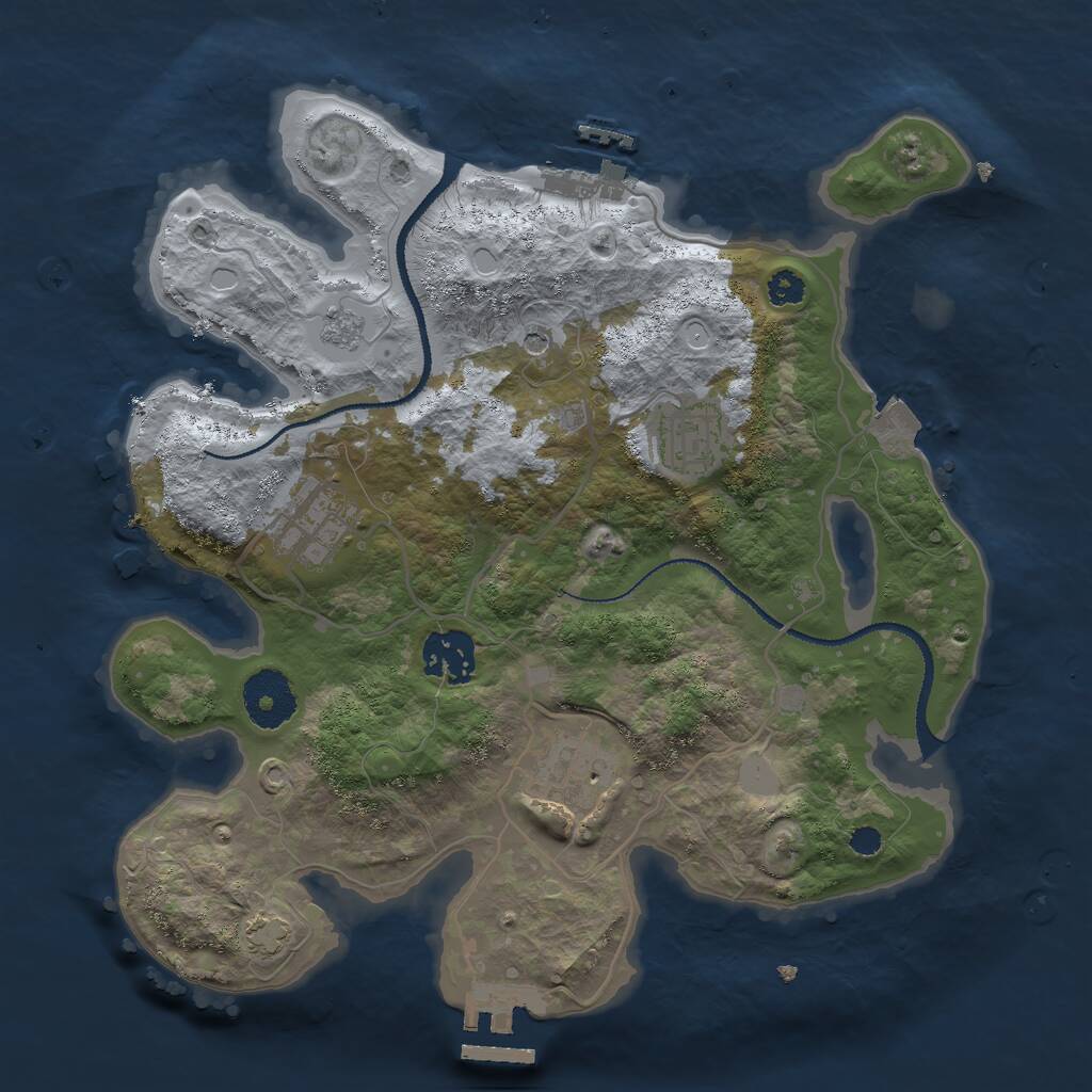 Rust Map: Procedural Map, Size: 3000, Seed: 74654, 10 Monuments