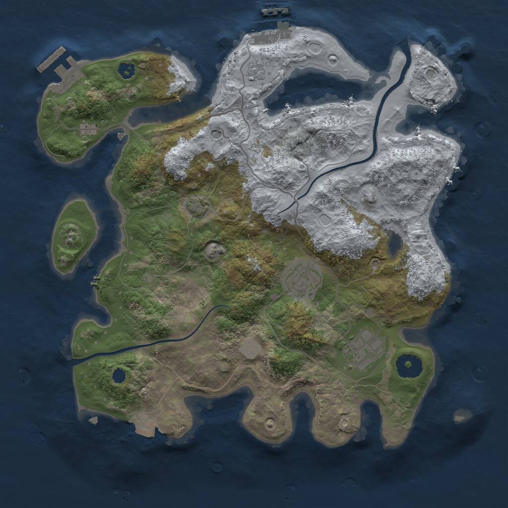 Rust Map: Procedural Map, Size: 3000, Seed: 23993700, 8 Monuments