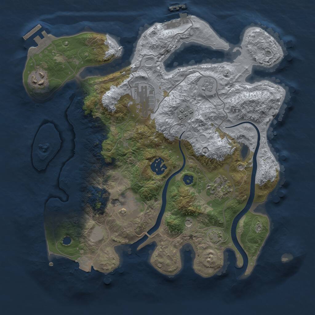 Rust Map: Procedural Map, Size: 3000, Seed: 23993700, 12 Monuments