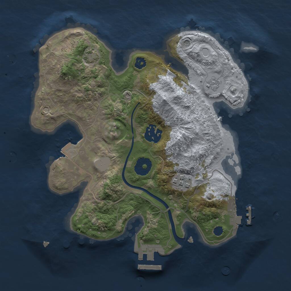 Rust Map: Procedural Map, Size: 2500, Seed: 140395757, 7 Monuments