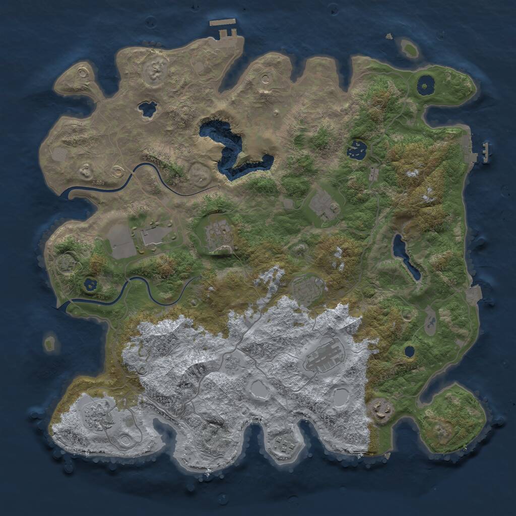 Rust Map: Procedural Map, Size: 4000, Seed: 2072840431, 15 Monuments