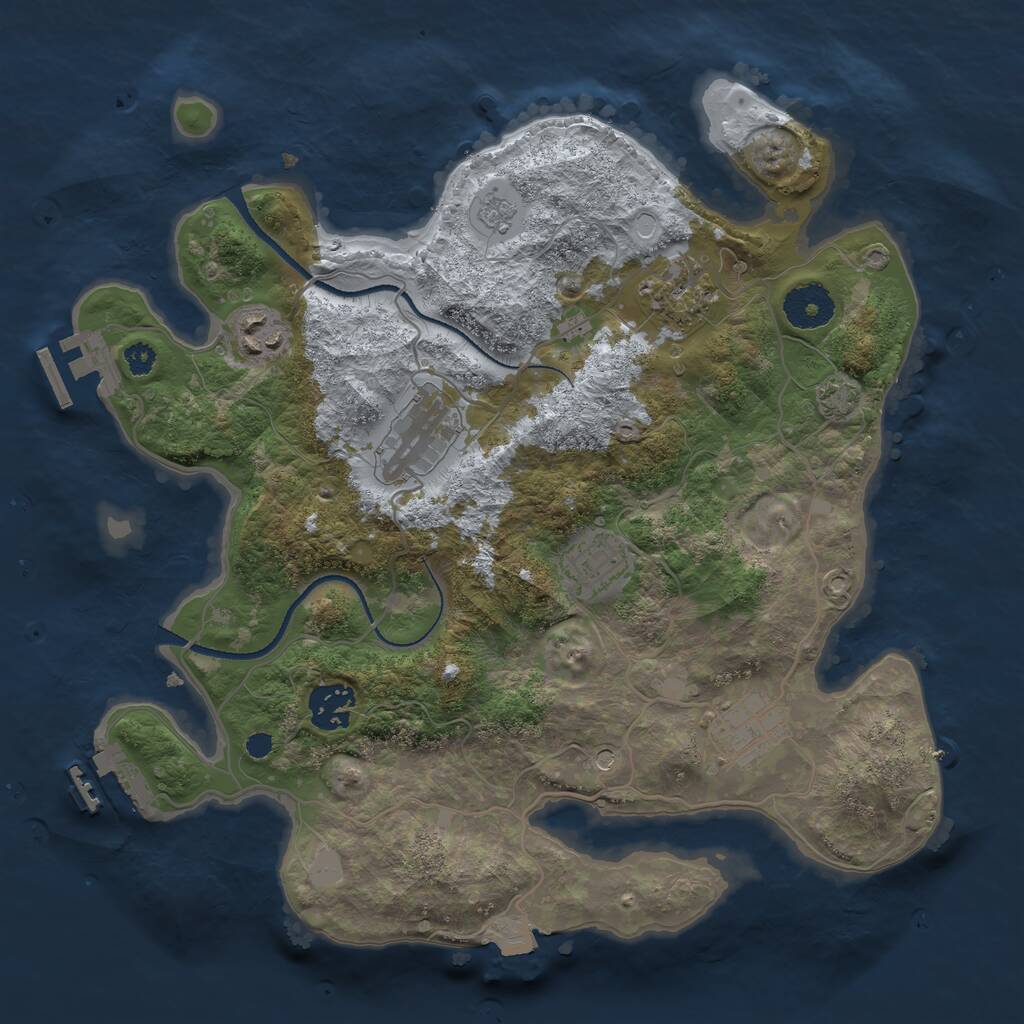 Rust Map: Procedural Map, Size: 3250, Seed: 991497409, 12 Monuments