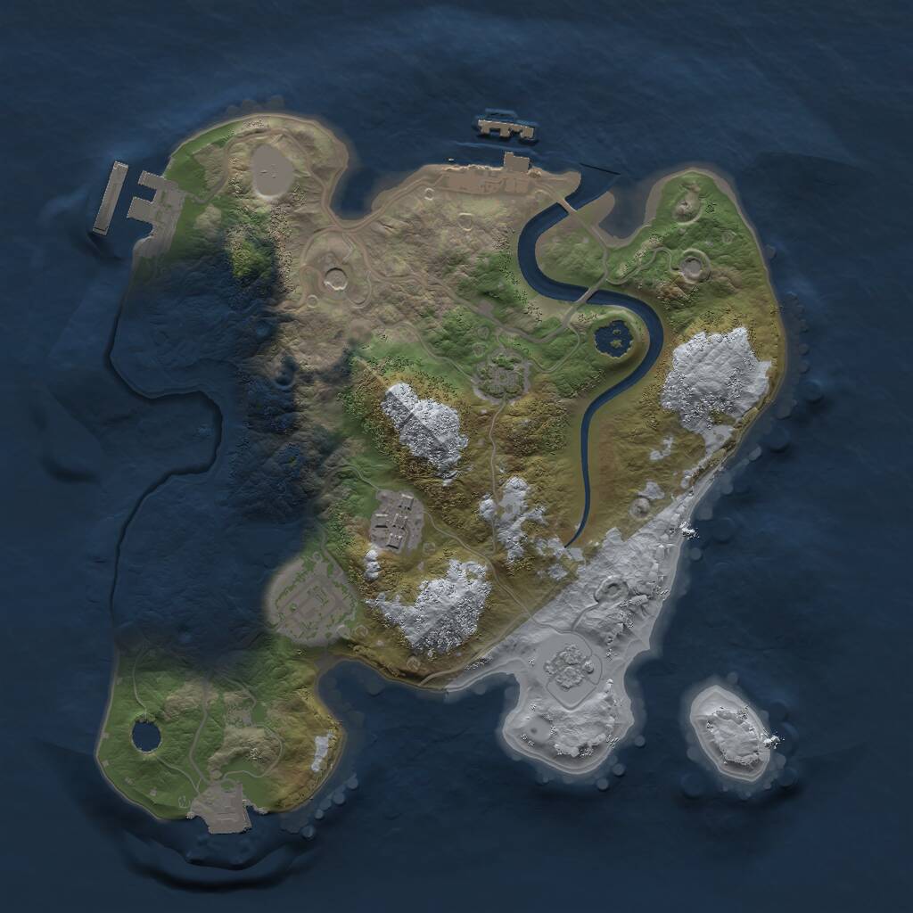 Rust Map: Procedural Map, Size: 2500, Seed: 2750, 8 Monuments