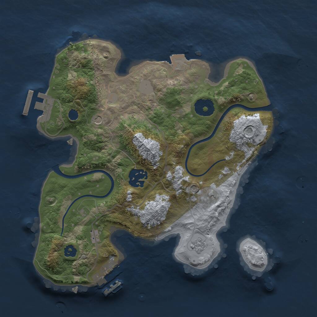 Rust Map: Procedural Map, Size: 2500, Seed: 2750, 6 Monuments