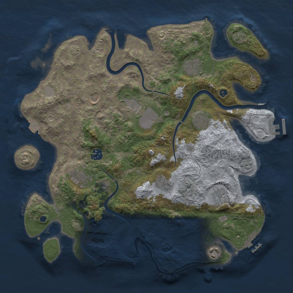 Rust Map: Procedural Map, Size: 3750, Seed: 1404243710, 16 Monuments