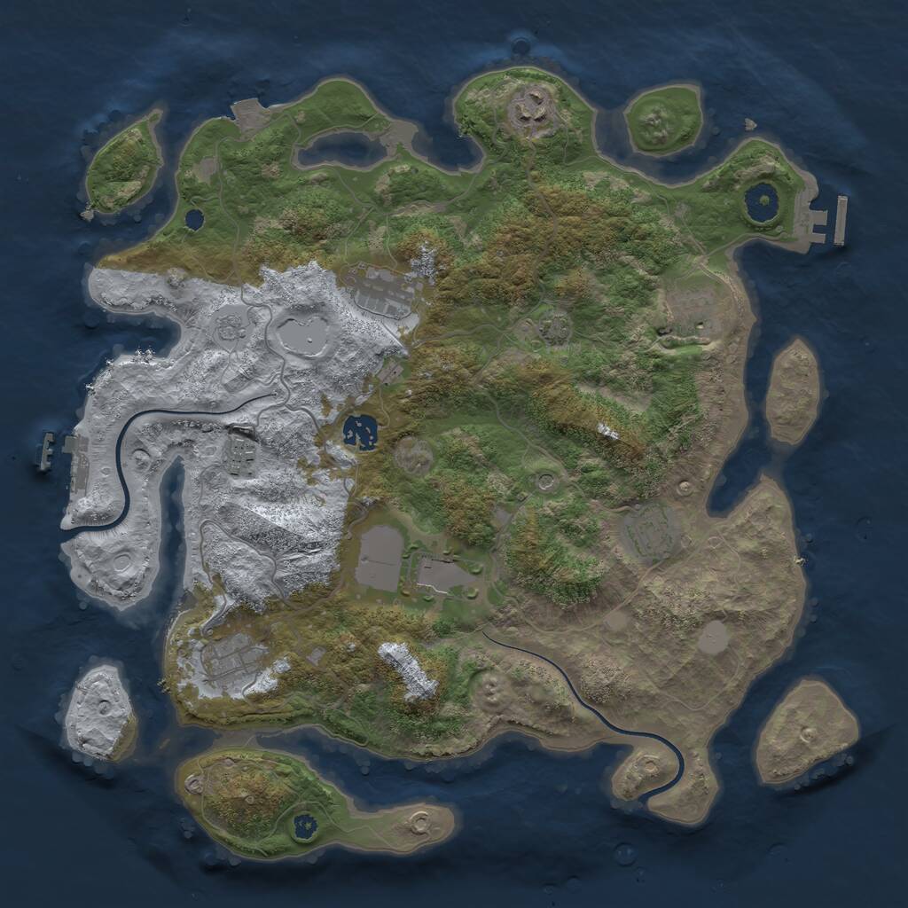 Rust Map: Procedural Map, Size: 3750, Seed: 1909472032, 14 Monuments