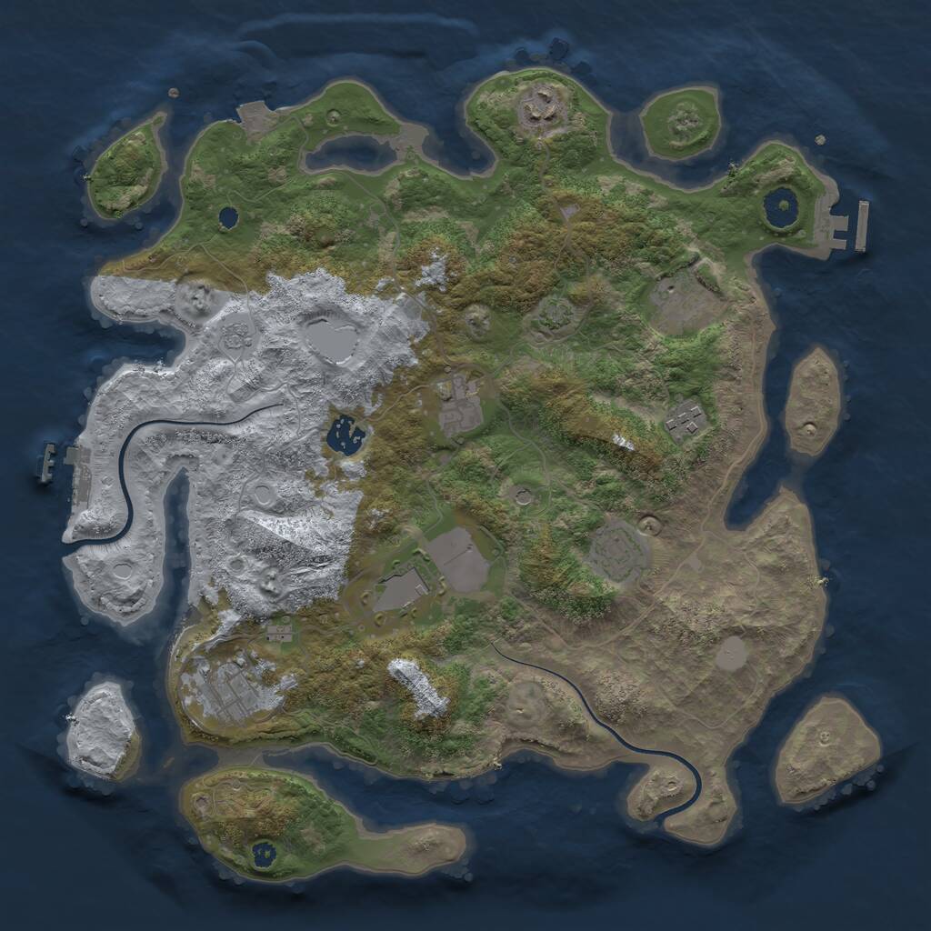 Rust Map: Procedural Map, Size: 3750, Seed: 1909472032, 14 Monuments