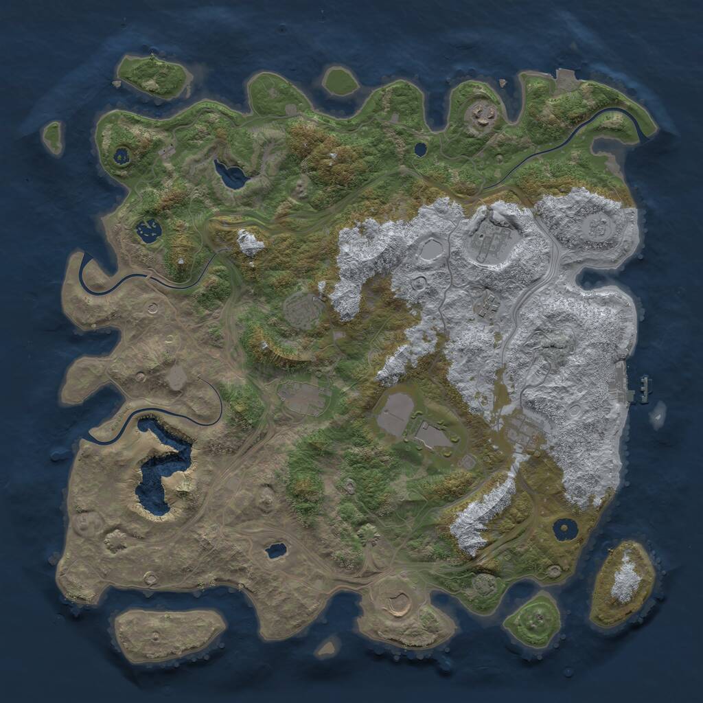 Rust Map: Procedural Map, Size: 4400, Seed: 23543452, 14 Monuments