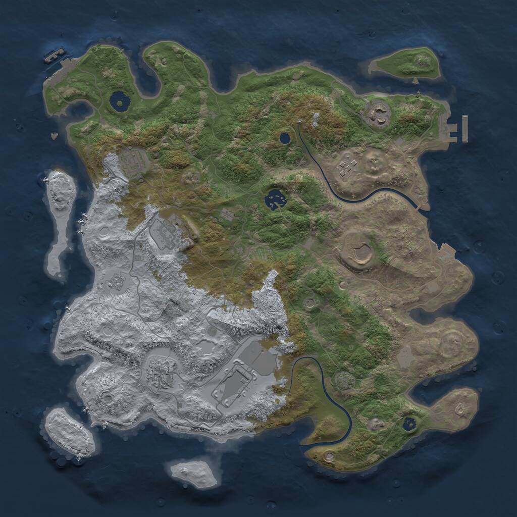 Rust Map: Procedural Map, Size: 3800, Seed: 50015, 14 Monuments