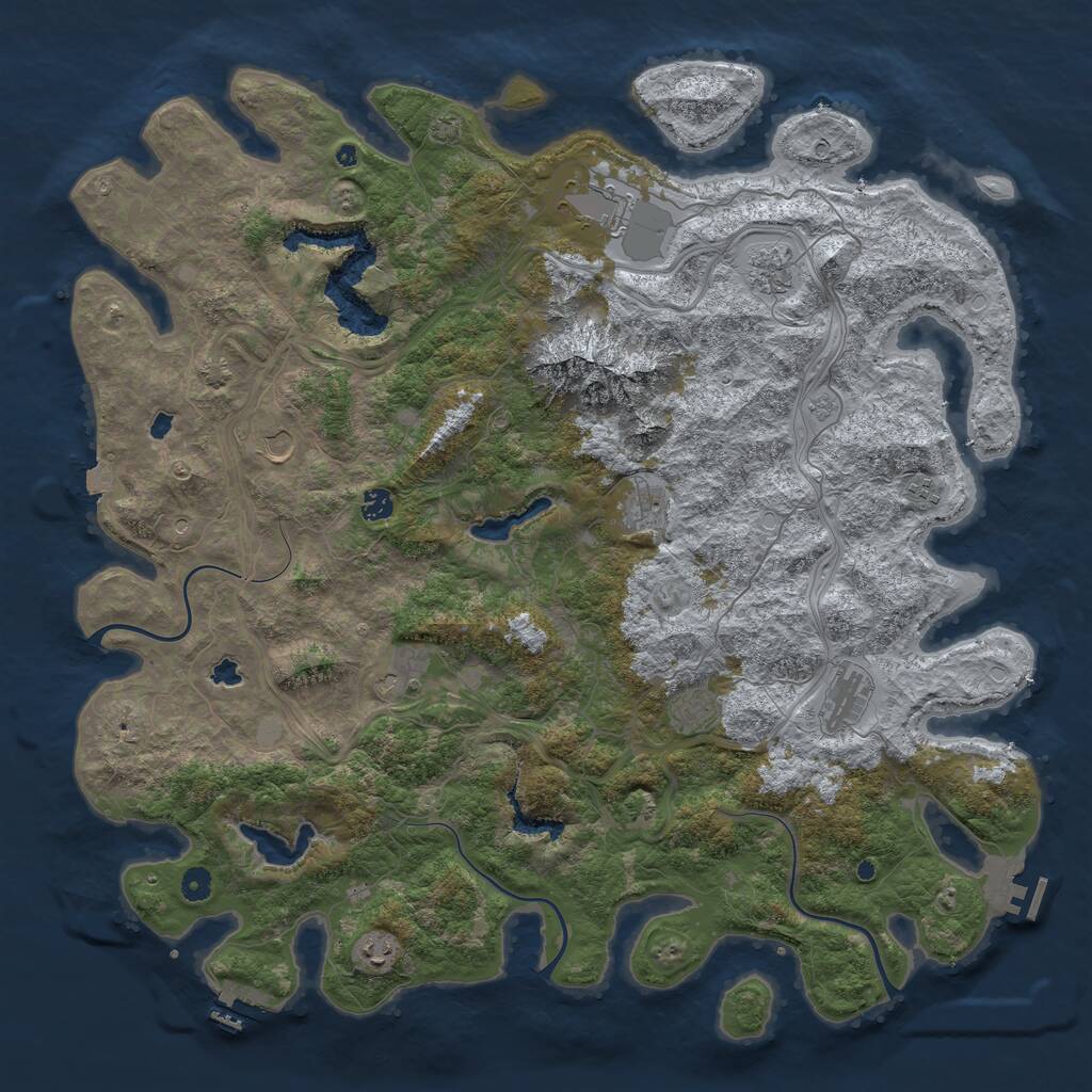 Rust Map: Procedural Map, Size: 5000, Seed: 123556789, 16 Monuments