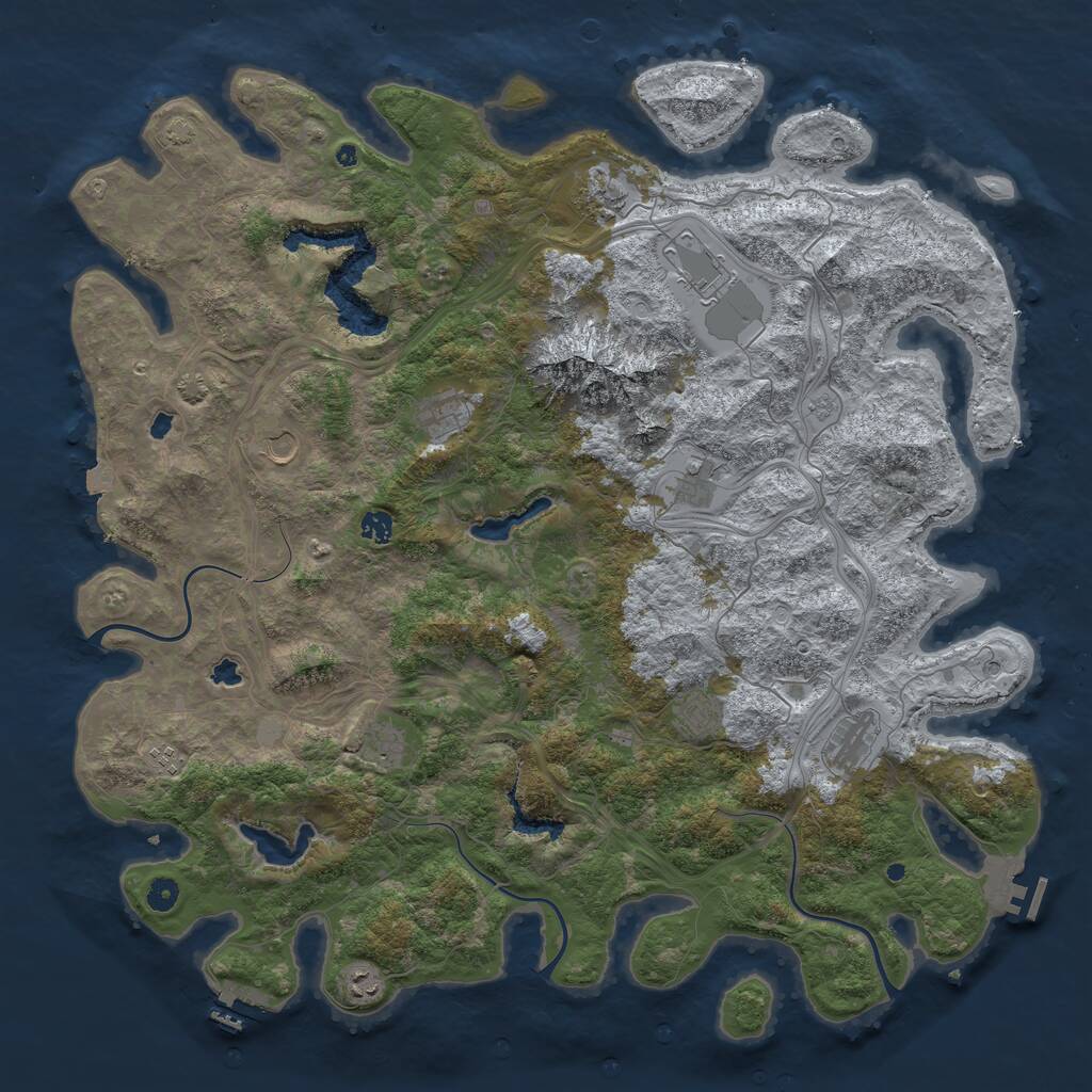 Rust Map: Procedural Map, Size: 5000, Seed: 123556789, 17 Monuments