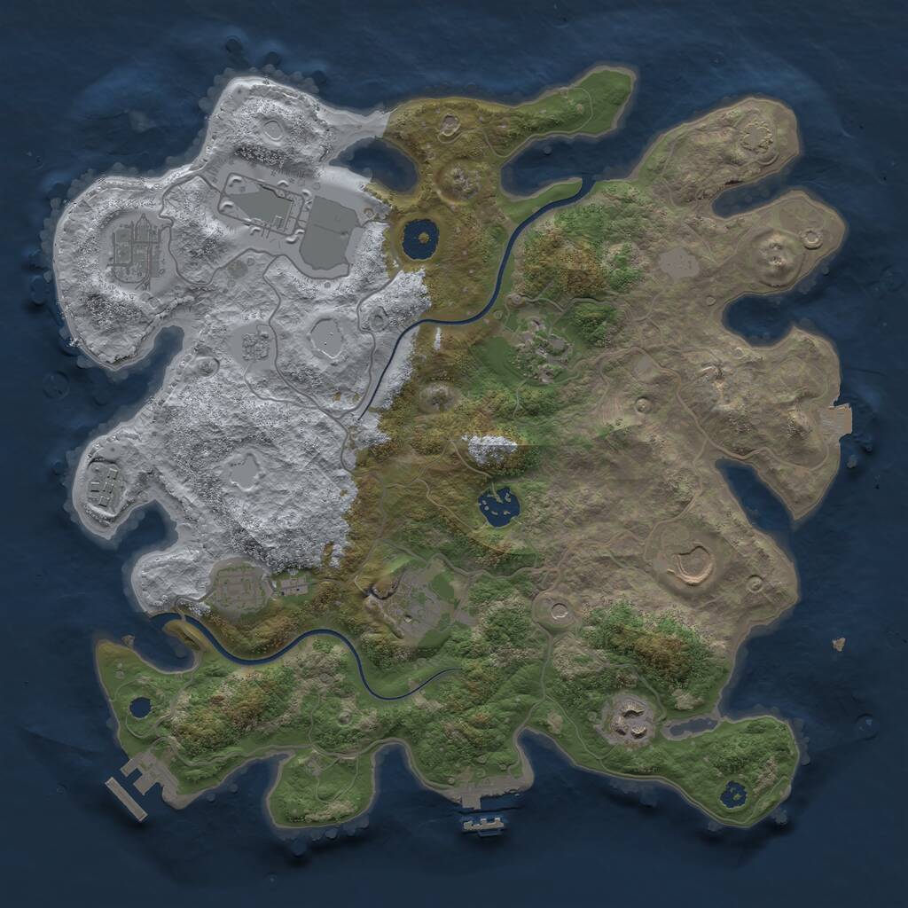 Rust Map: Procedural Map, Size: 3500, Seed: 1142160035, 15 Monuments