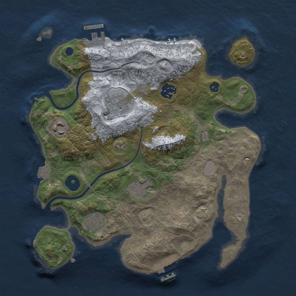 Rust Map: Procedural Map, Size: 3000, Seed: 171222407, 9 Monuments