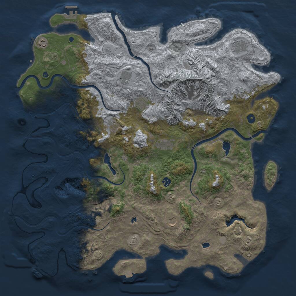 Rust Map: Procedural Map, Size: 5000, Seed: 599954295, 16 Monuments