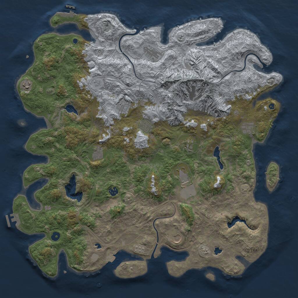 Rust Map: Procedural Map, Size: 5000, Seed: 599954295, 17 Monuments