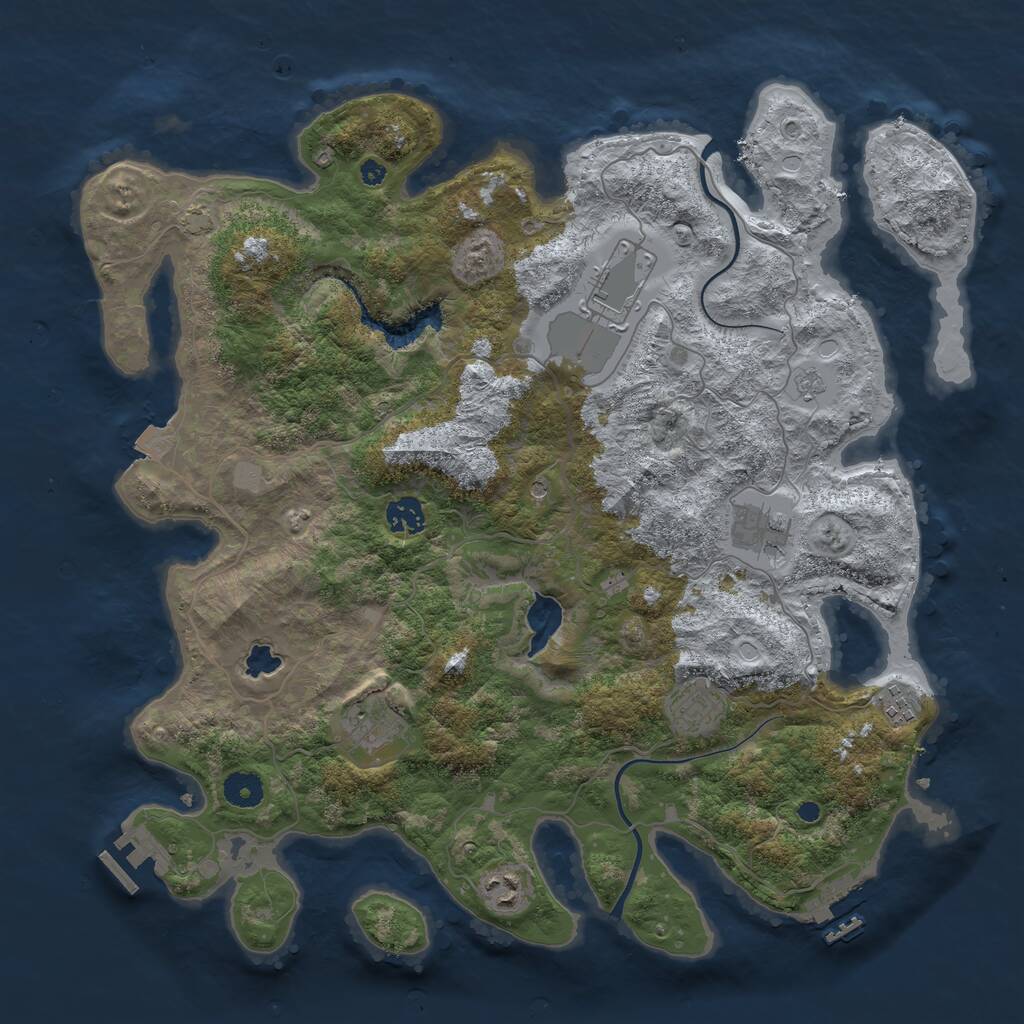 Rust Map: Procedural Map, Size: 4000, Seed: 1829412914, 13 Monuments