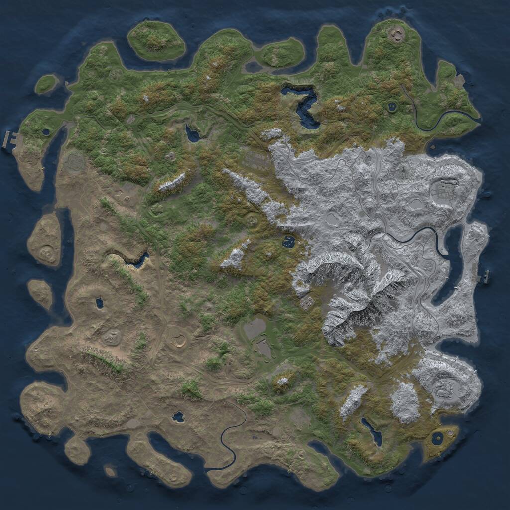 Rust Map: Procedural Map, Size: 6000, Seed: 343026063, 17 Monuments