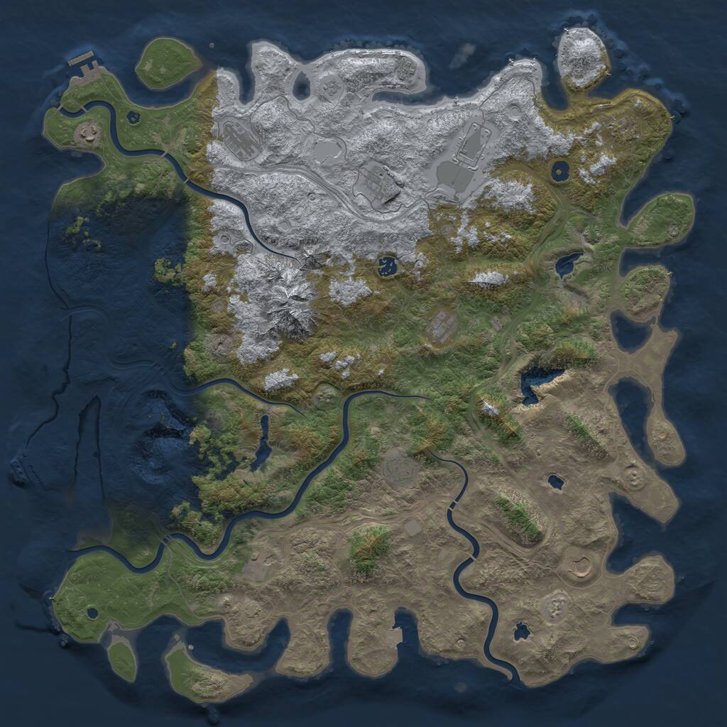 Rust Map: Procedural Map, Size: 5500, Seed: 1493162626, 17 Monuments