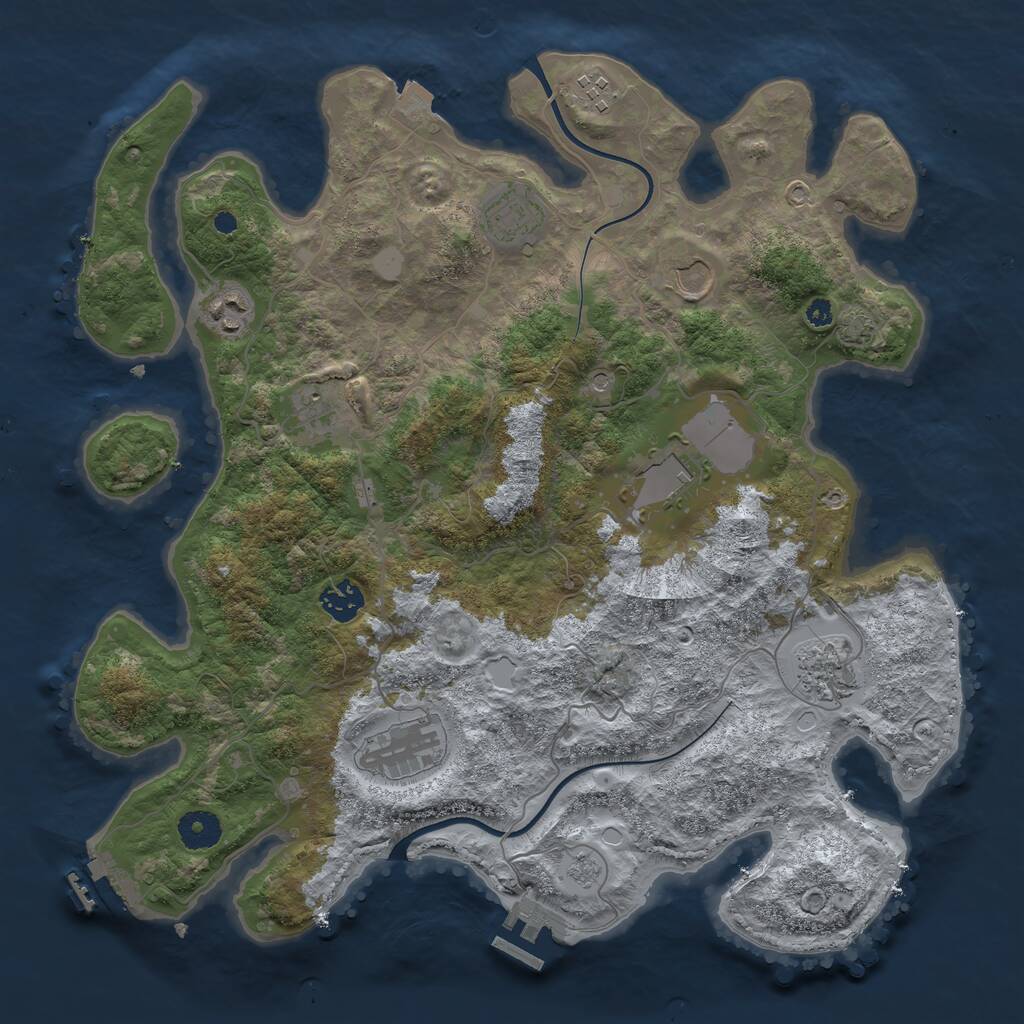 Rust Map: Procedural Map, Size: 3750, Seed: 2011785519, 15 Monuments