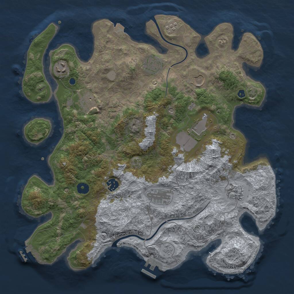 Rust Map: Procedural Map, Size: 3750, Seed: 2011785519, 15 Monuments