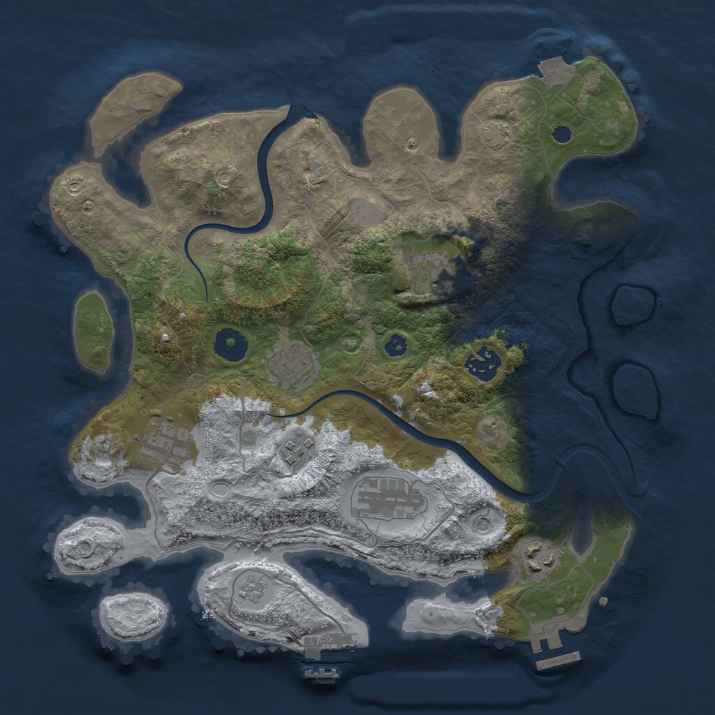 Rust Map: Procedural Map, Size: 3250, Seed: 1607147321, 13 Monuments