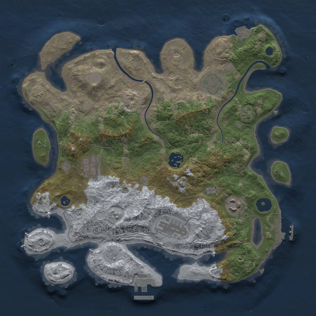 Rust Map: Procedural Map, Size: 3250, Seed: 1607147321, 11 Monuments