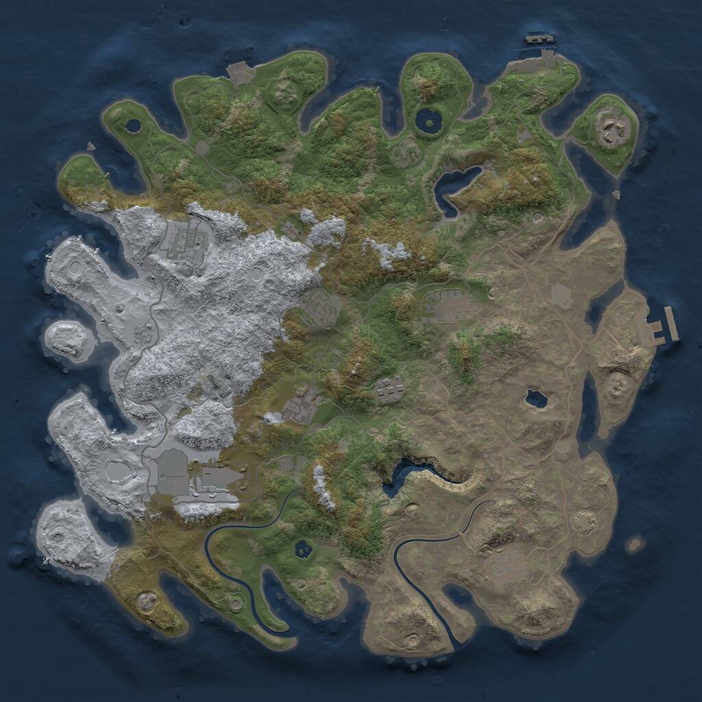 Rust Map: Procedural Map, Size: 4000, Seed: 304876411, 14 Monuments