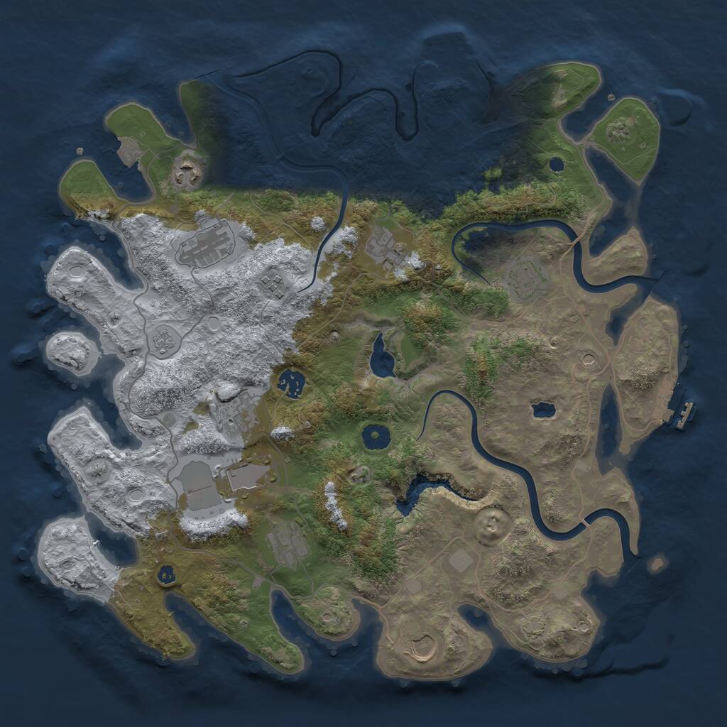 Rust Map: Procedural Map, Size: 4000, Seed: 304876411, 16 Monuments