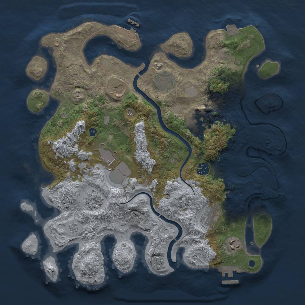 Rust Map: Procedural Map, Size: 3700, Seed: 515199, 15 Monuments