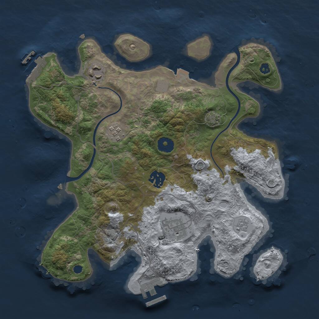 Rust Map: Procedural Map, Size: 3000, Seed: 25801, 9 Monuments