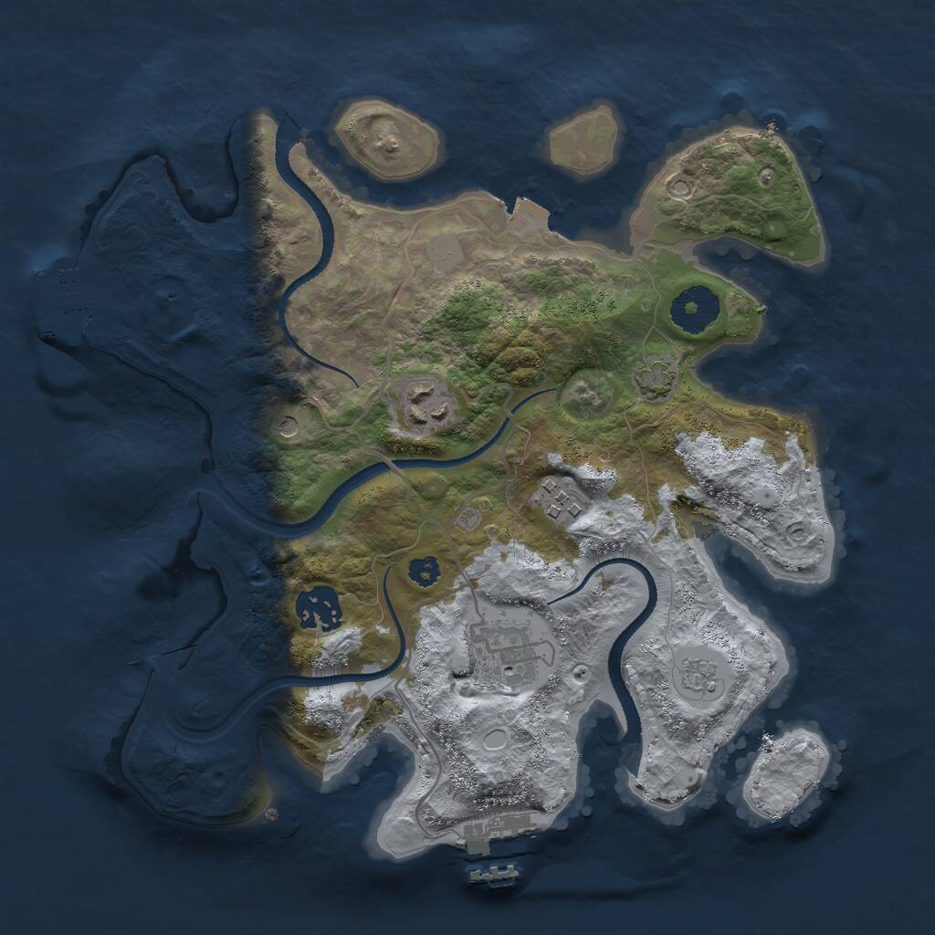 Rust Map: Procedural Map, Size: 3000, Seed: 25801, 10 Monuments