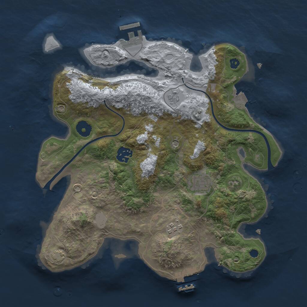 Rust Map: Procedural Map, Size: 3000, Seed: 719537, 9 Monuments