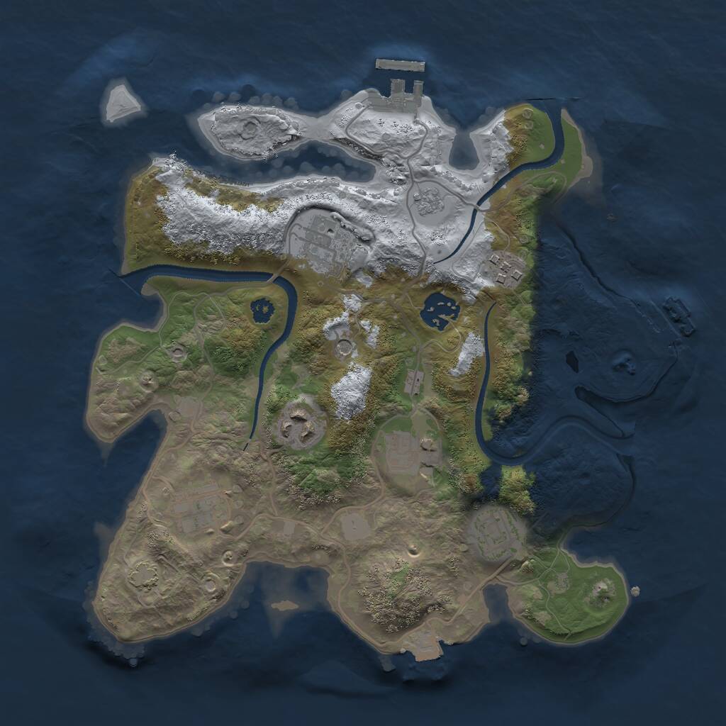 Rust Map: Procedural Map, Size: 3000, Seed: 719537, 13 Monuments